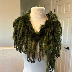 Green Furry Loop Scarf